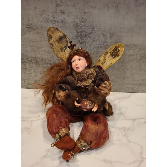 Vintage Fairy Pixie Elf Doll W Wings Shelf Sitter Figurine 8" Collectible Décor - Picture 2 of 15